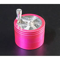 Гріндер алюмінієвий магнітний 4 частини GR-110 6*6*4,5 см. Рожевий