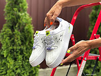 Женские демисезонные кроссовки белые прошитые Nike Air Force, найк айр форс