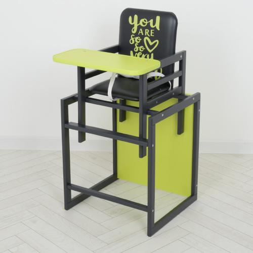 Стільчик для годування, трансформер, 2-точкові ремені, чорний лайм