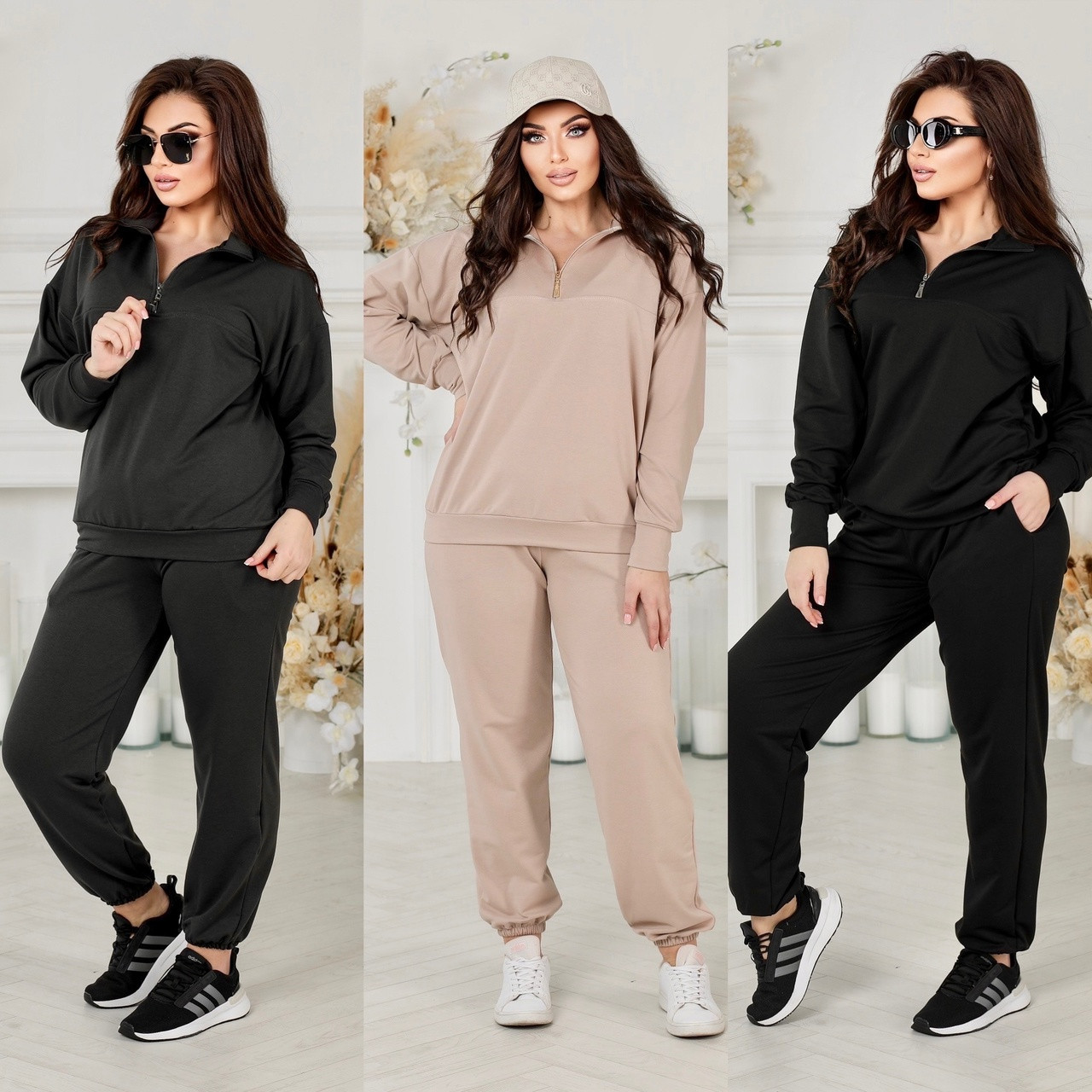 Спортивний костюм кофта та штани комфортної посадки прямі. Батальний костюм, фото 1