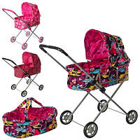 Іграшка Коляска 9308/ 002 залізна, кошик, у ляльці, 72-32 см