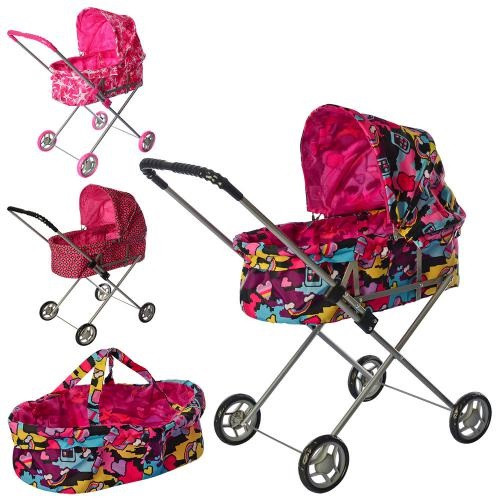 Іграшка Коляска 9308/ 002 залізна, кошик, у ляльці, 72-32 см, фото 1