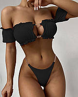 Купальник черный без шлеек бразилиано женский модный красивый