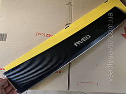 Накладка на бампер з загином для Chevrolet AVEO седан з 2006 р. (Nataniko Carbon)