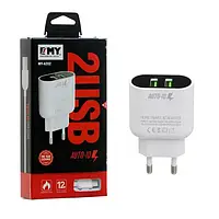 Сетевое зарядное устройство для телефона EMY YT-KMY-A202-M White 2 x USB, 5V/12W