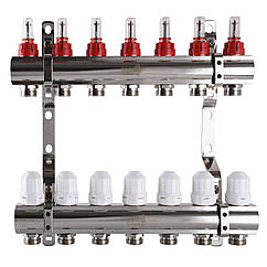 Колектор з вимірювачем витрат, регуляторами та кріпленням ECO 001D 1″x7 (000010751)