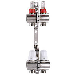 Колектор з вимірювачем витрат, регуляторами та кріпленням ECO 001D 1″x2 (000009825)