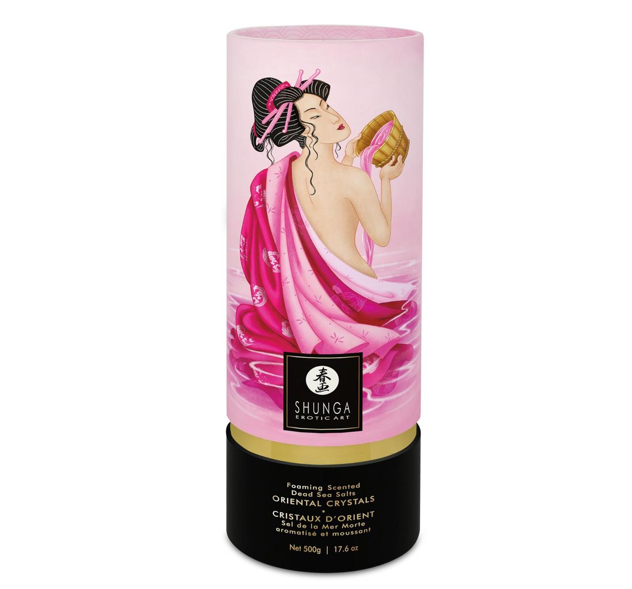 Піняста сіль для ванни Shunga Dead Sea salt Oriental Crystals — Rose Petal (500 г), сіль Мертвого моря
