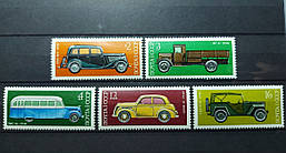 СРСР 1975 «Історія радянського автомобілебудування». Повна серія 5 марок MNH