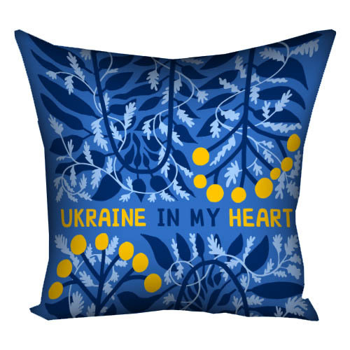 Подушка габардинова з принтом Ukraine in my heart 50x50 (5P_22S003)