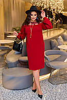 Красное утонченное женственное платье с кружевом с 46 по 68 размер