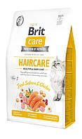 Brit Care Cat GF Haircare Healthy and Shiny Coat, 2кг зі свіжем лососем та куркою для дорослих котів