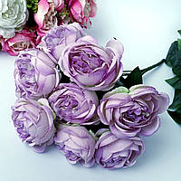 Искусственные цветы. Букет пионовидной розы, 39 см. нежно-сиреневая . 9 голов
