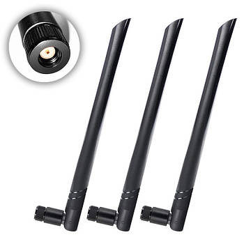 Антени WiFi 3шт. 6 dBi 2.4GHz 5GHz RP SMA Male універсальна антена для роутера, модему, репітера