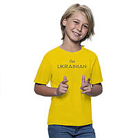 Патриотическая Футболка с вышивкой "I'm UKRAINIAN" для детей Желтый, 7-8лет