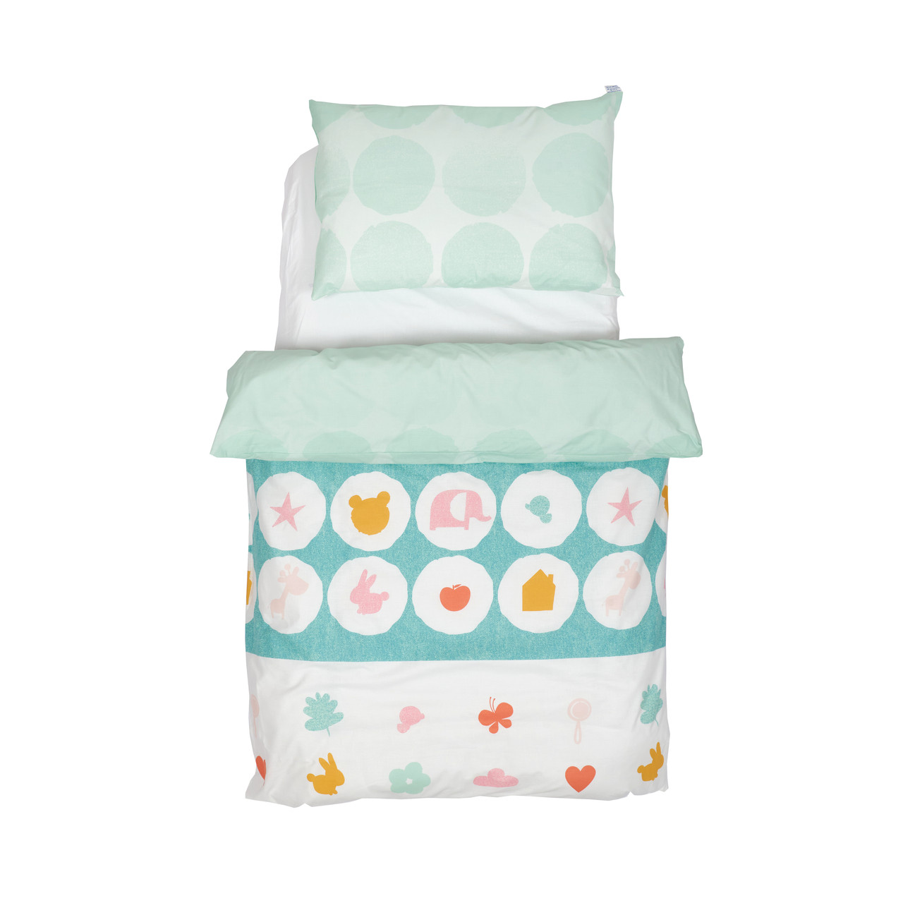 Постільний комплект 5 ел Twins Organic Line, Animals mint, ментол, фото 1