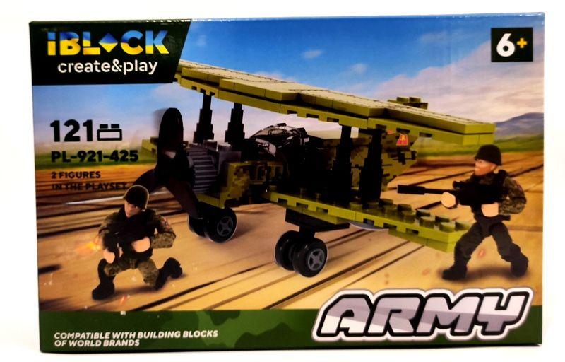 Дитяча іграшка конструктор військовий літак 121 деталь IBLOCK арт. PL-921-425(2)  Армія , р-р уп-ки