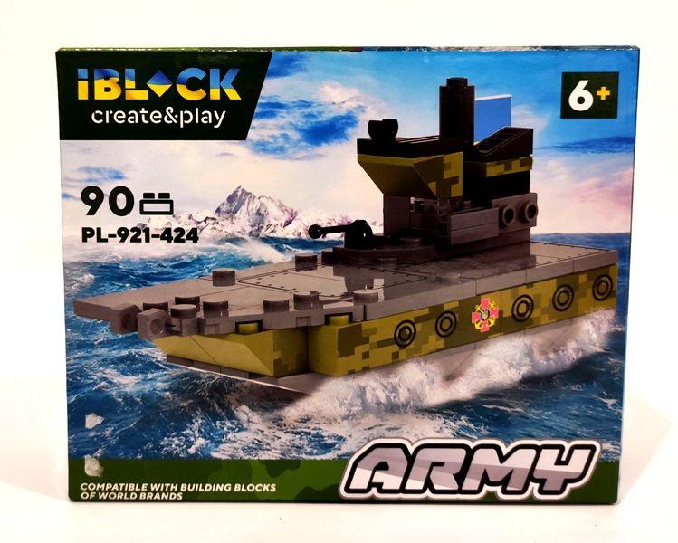 Дитяча іграшка конструктор військовий корабель IBLOCK арт. PL-921-424 (3) Армія, 90 деталей, р-р уп-ки