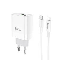 Сетевое зарядное устройство HOCO C80A Type-C + USB c кабелем Type C/Lightning