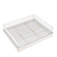 Коробка для десертів з ПВХ кришкою 245х195х70 (на 6 шт, 7*9 см), біла