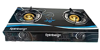 Плита газова на 2 конфорки настільна Rainberg RB-2231 скло кераміка, таганок на 2 конфорки,