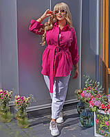 Стильная женская блуза рубашка - туника Ткань: лен-жатка Размеры 50-52, 54-56,58-60