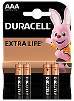 Лужна батарейка Duracell AAА (LR03) MN2400 1,5V 4шт/уп