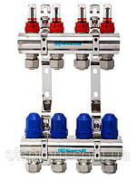 Колектор для теплої підлоги на 4 виходи