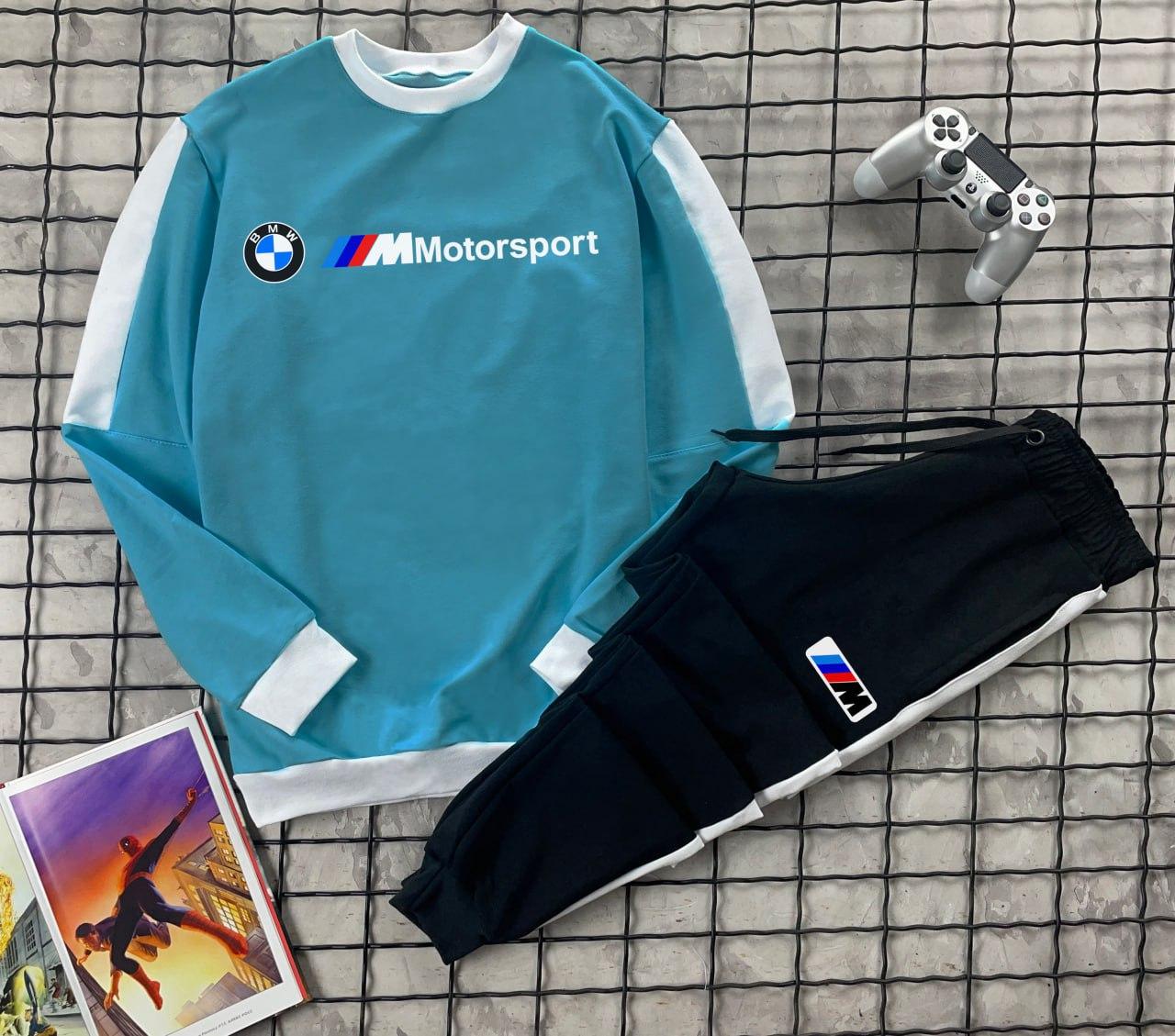 Спортивний костюм чоловічий весняний осінній Bmw motorsport чорний-синій світшот штани весна осінь літо Бмв, фото 1