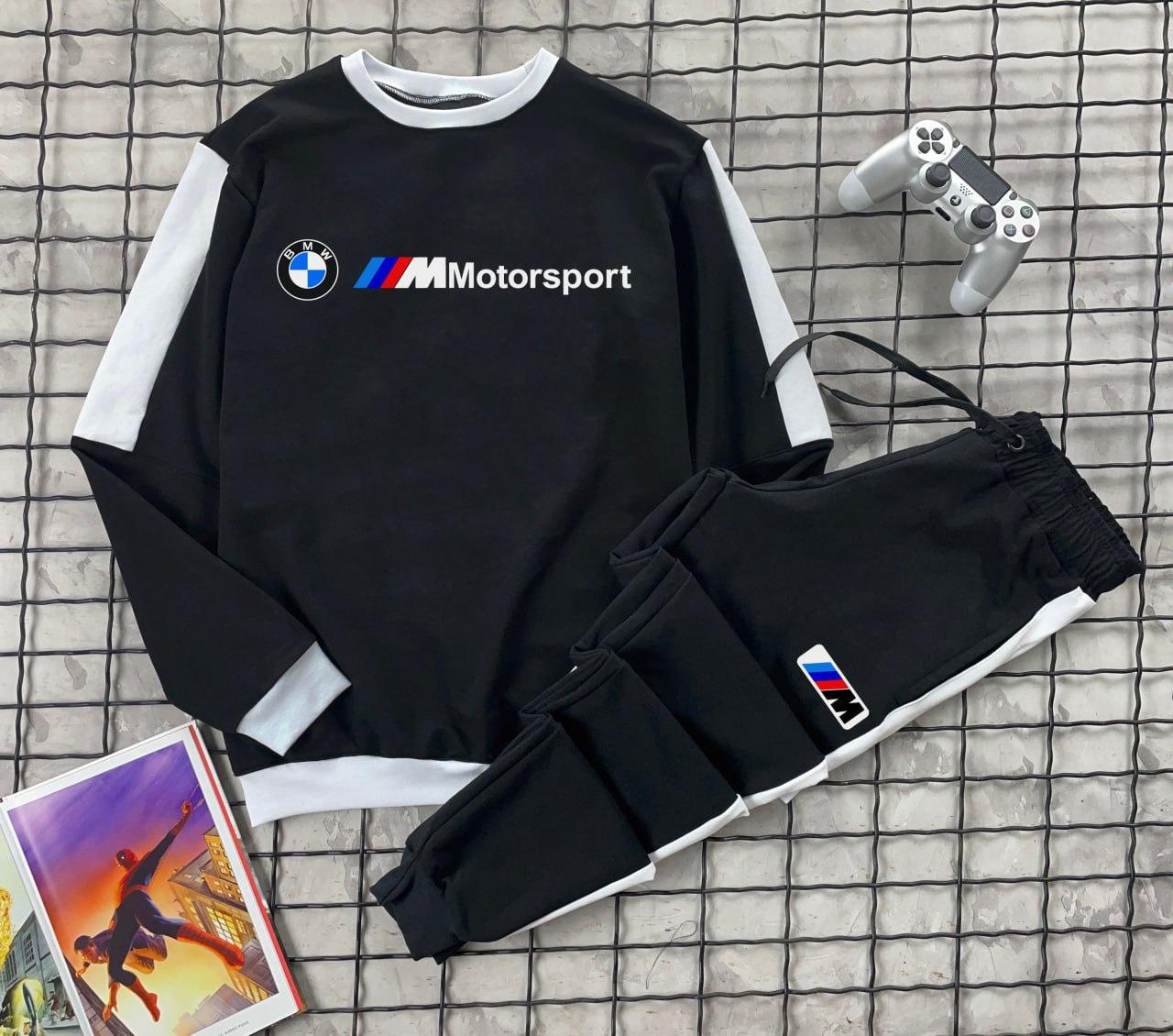Спортивний костюм чоловічий весняний осінній Bmw motorsport чорний світшот штани весна осінь літо Бмв