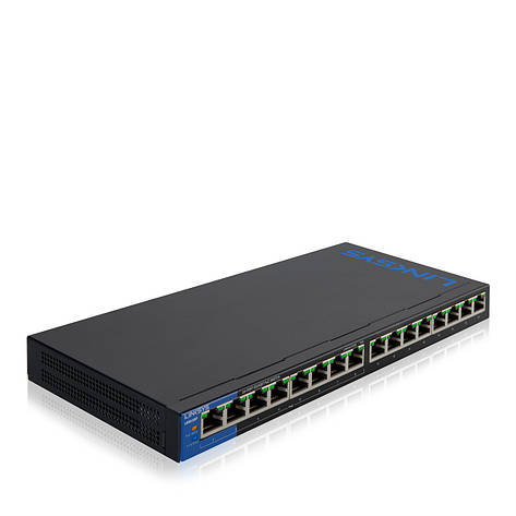 Комутатор LINKSYS LGS116P-eu SWITCH, POE, GIGABIT, UNMANAGED, 16-PORT некерований, фото 2