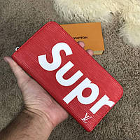 Портмоне Louis Vuitton x Supreme Wallet Zip Around Epi Red