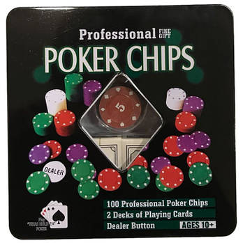 Набір Poker Game Set 100ps у металевій коробці No100-L