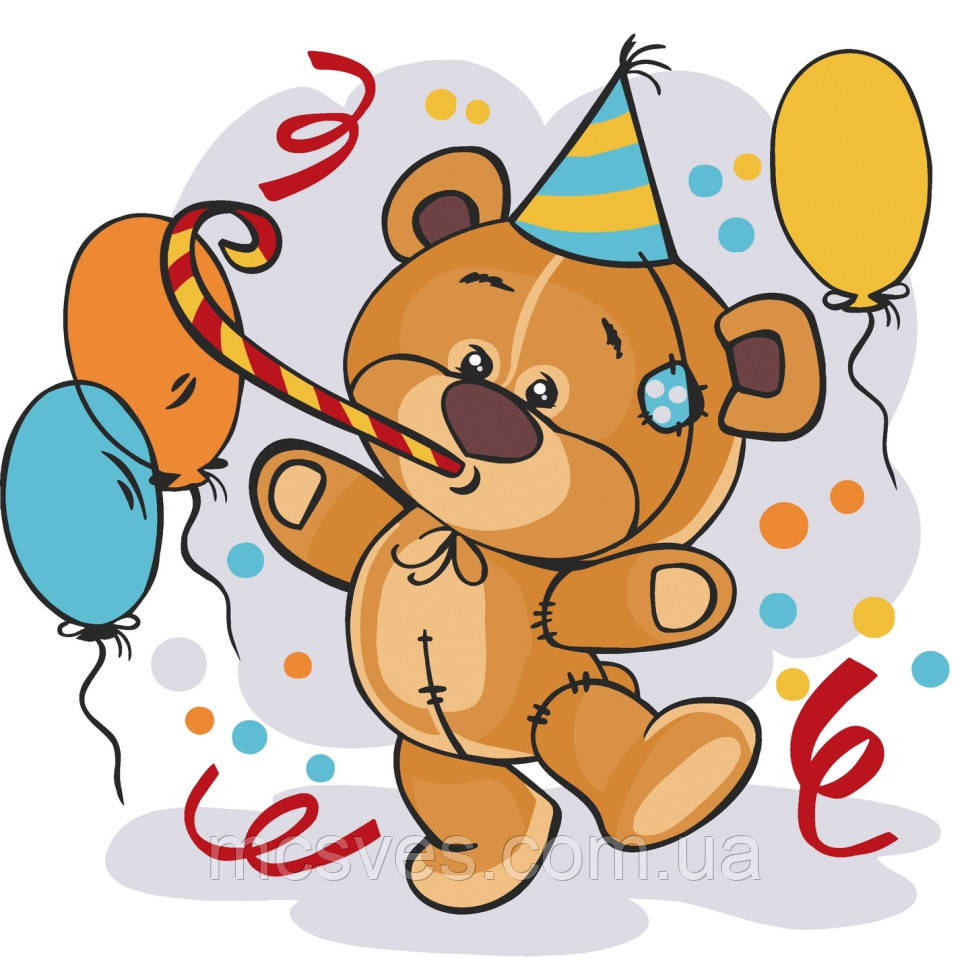 Картина за номерами "Ведмедик на вечірці" 15569-AC 30х30, фото 1