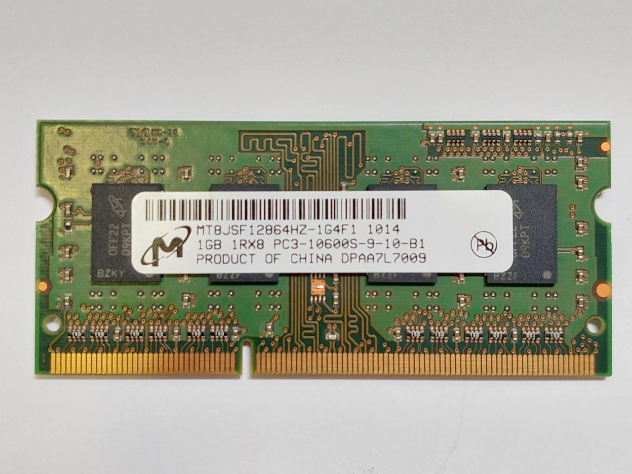 Купить Оперативная память Micron SODIMM DDR3 1Gb 1Rx8 PC3-10600S-9-10 ...