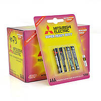 DR Батарейка Super Heavy Duty MITSUBISHI 1.5V AAA/R03, 4pcs/card, 48pcs/inner box, 576pcs/ctn