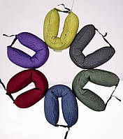 Дорожная подушка-валик для шеи с застежкой, с наполнителем силикогелевые шарики