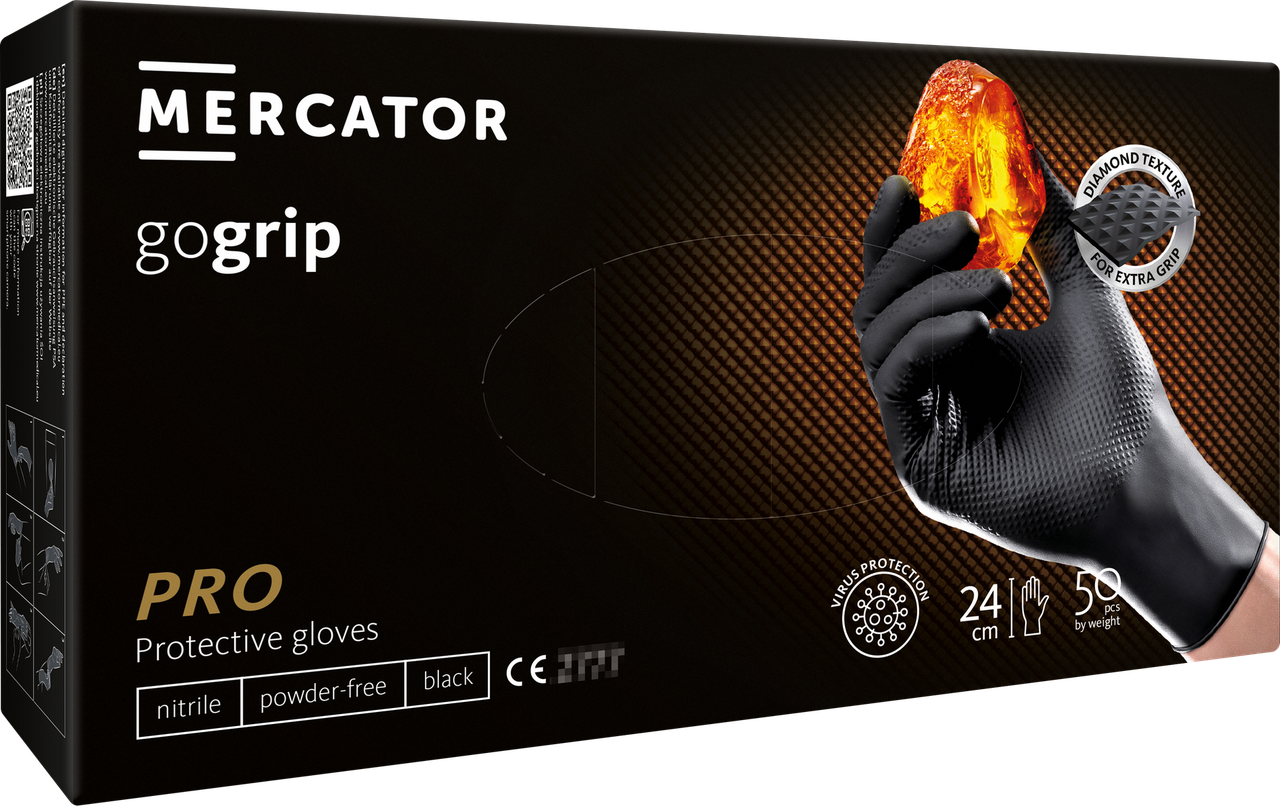 Міцні рукавички нітрилові PROGrip+ black 50 шт., розмір XXL