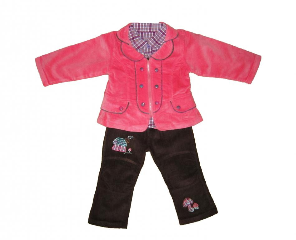Костюм дитячий осінній вельветовий трійка для дівчинки. №950