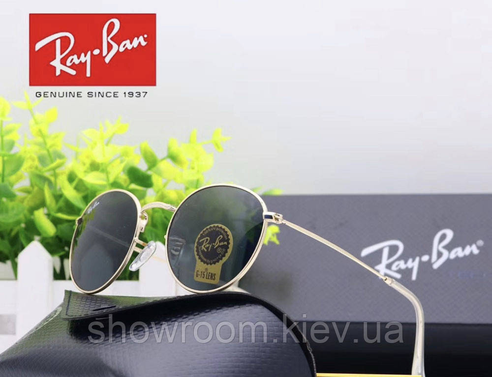 Жіночі брендові сонцезахисні окуляри Ray ban round 3447-4, фото 1