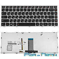 Клавиатура для ноутбука LENOVO (G40-30, G40-45, G40-70, Z40-70, Z40-75, Flex 2-14) rus, black, silver frame,