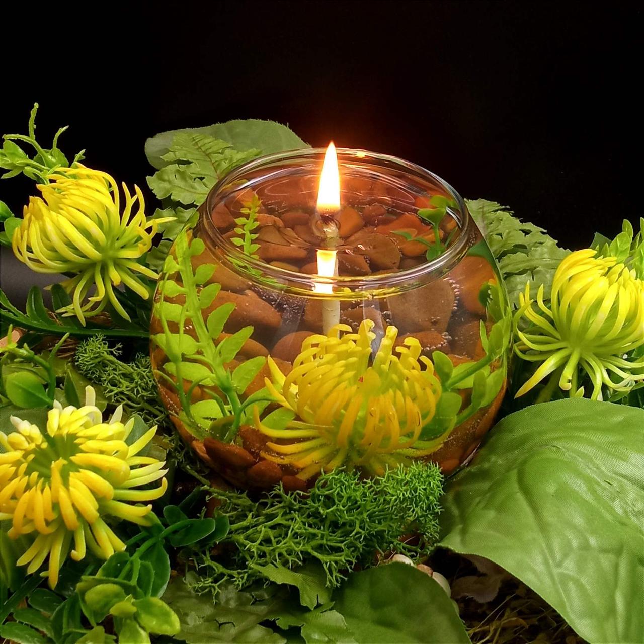 Свічка гелева Чародійка куля жовті квіти, фото 1