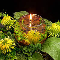 Свічка гелева Чародійка куля жовті квіти