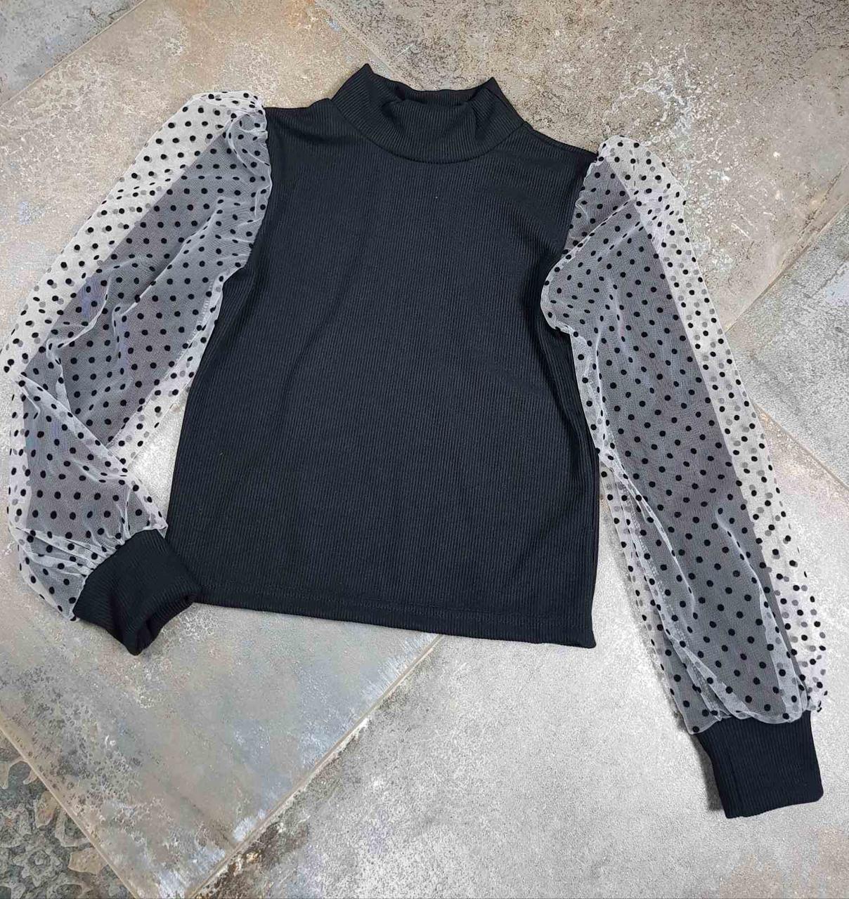 Батнік двухнитка для дівчаток з шифоновим рукавом.