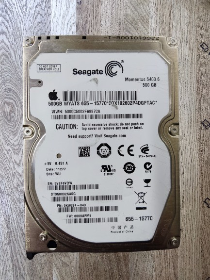 Жорсткий диск для ноутбука Seagate Momentus 500GB 5400rpm 8MB 2.5" SATA-II(ST9500325ASG) Б/В