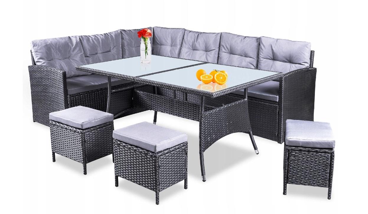 Комплект садових меблів GardenS техноротанг Ebro Corner сірий/коричневий, фото 1