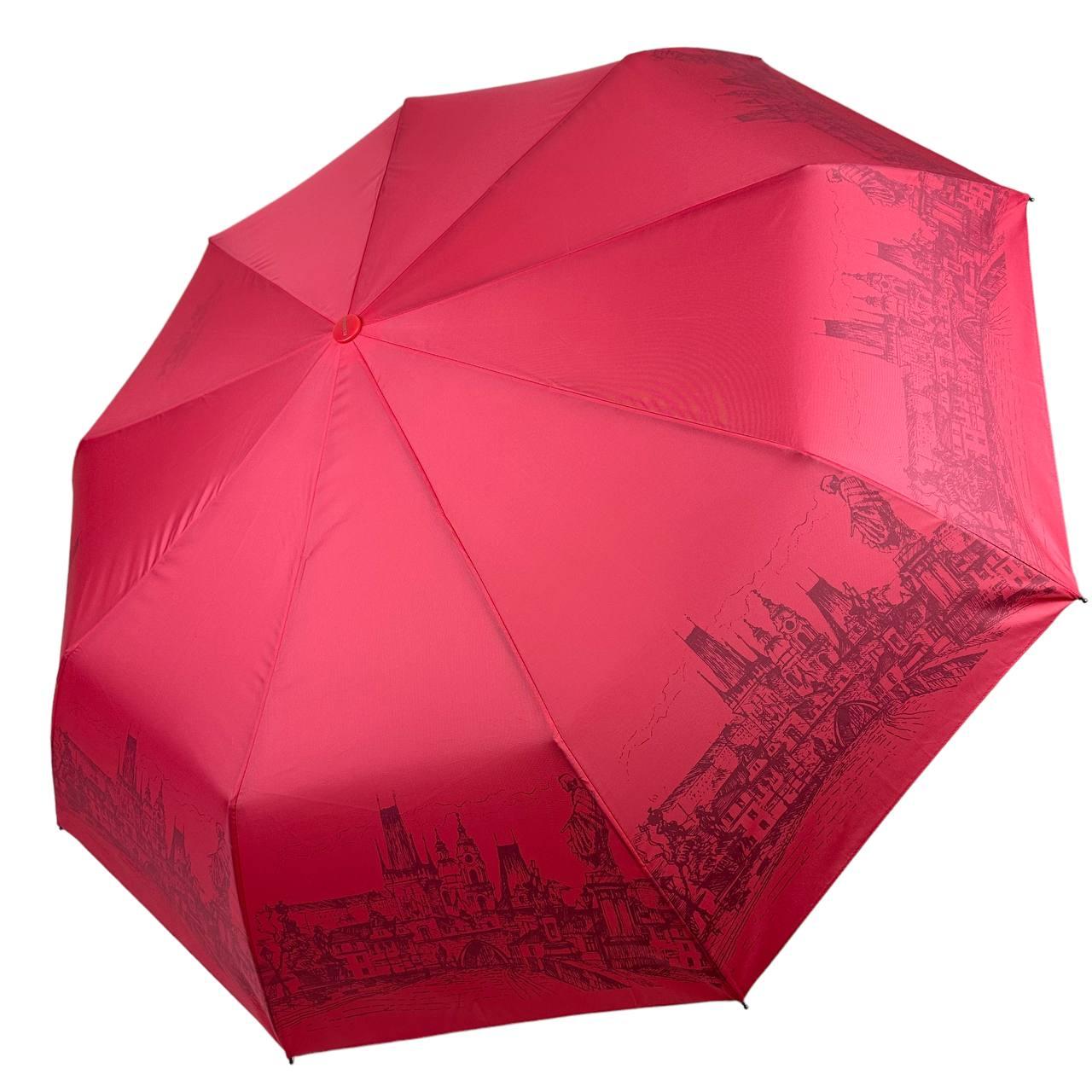 Жіноча парасоля-автомат від Flagman з візерунком всередині на 9 спиць, рожевий 0747-5
