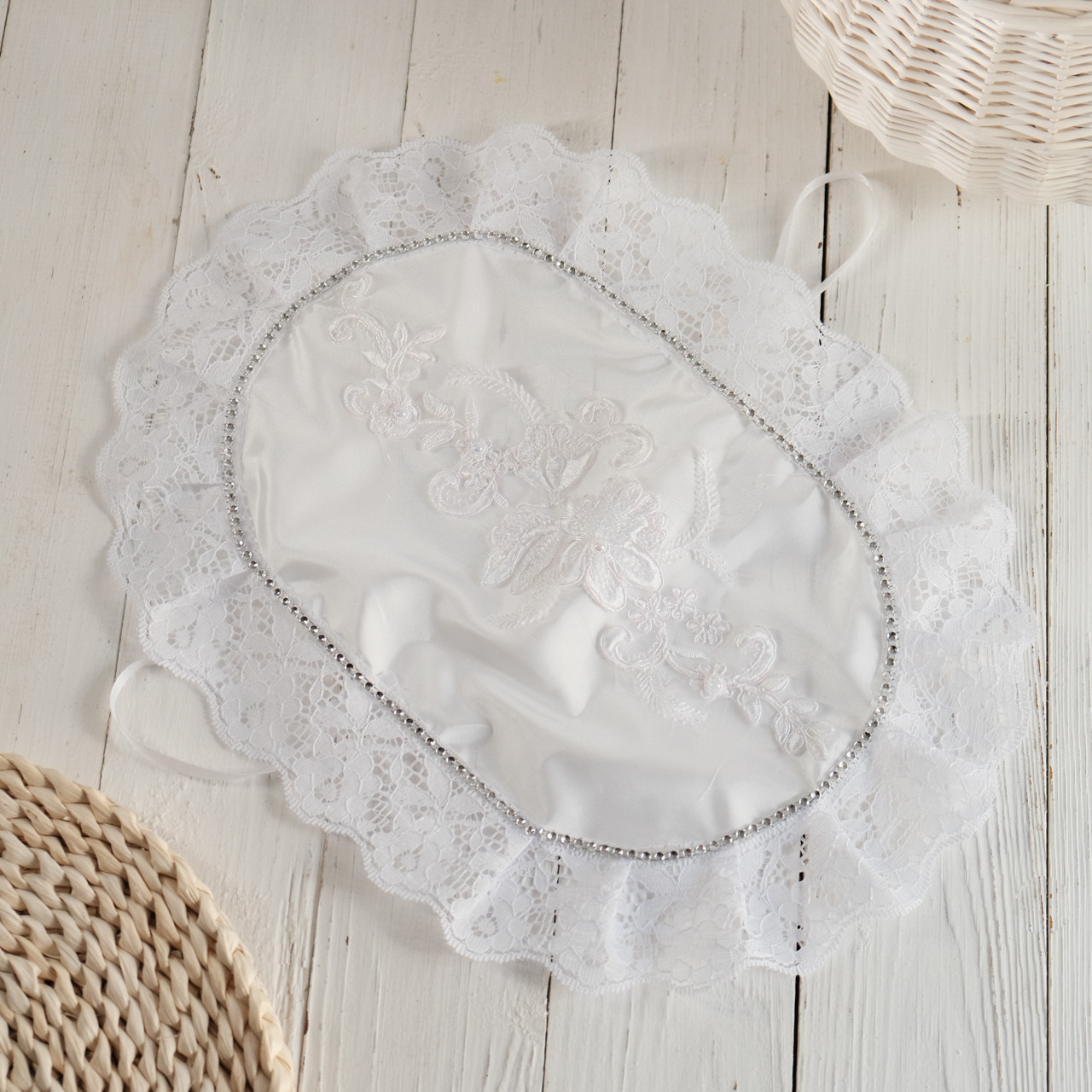 Серветка великодня для овального кошика з візерунком мереживом біла 42*30 см. - фото 1 - id-p1808316148