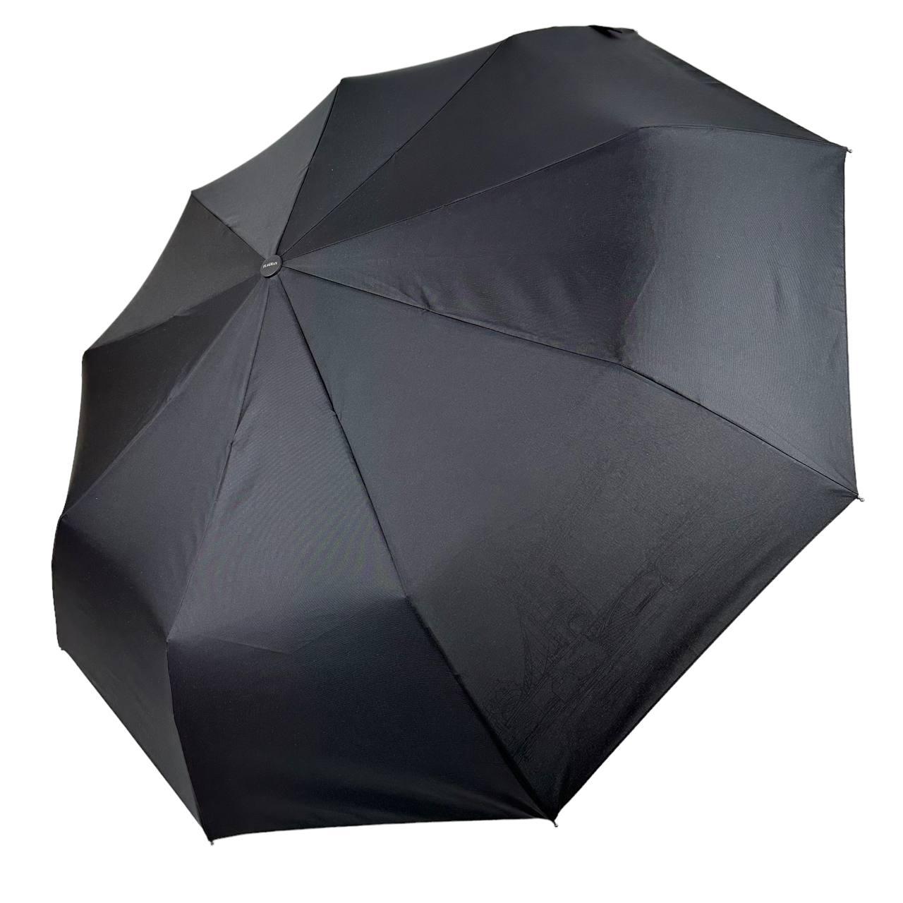 Жіноча парасоля-автомат від Flagman з візерунком всередині на 9 спиць, чорний 0747-12