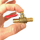 Кран кульовий латунь на шланг 10 мм, фото 3